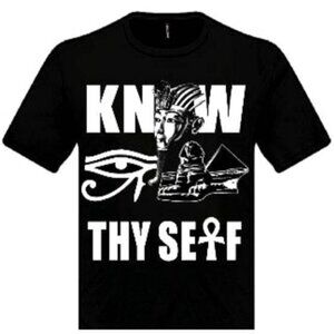 Know Thyself Ankh Crew Neck Unisex Black Tshirt